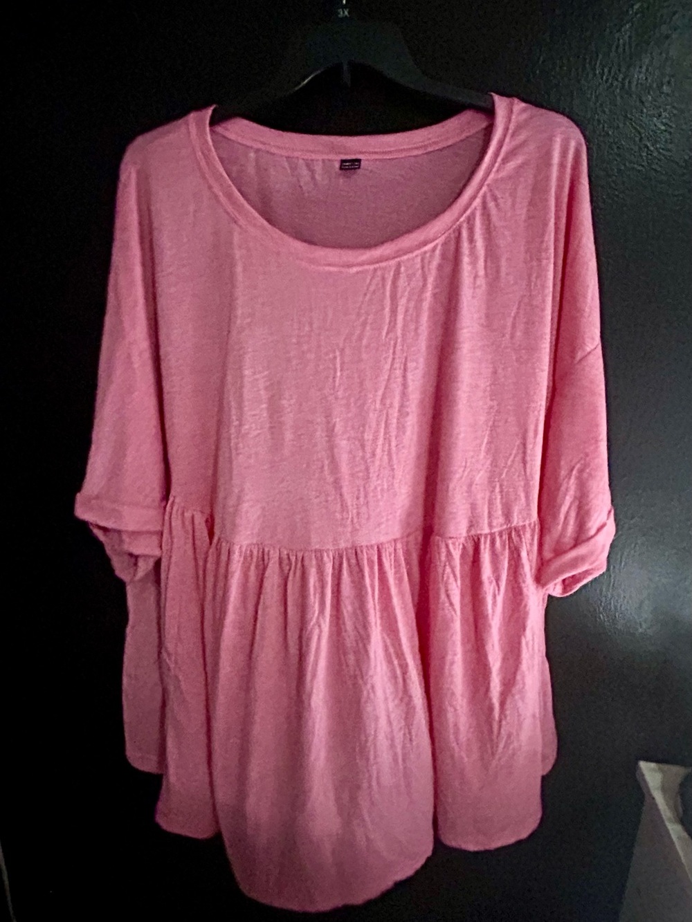 SHEIN Light Pink Scoop Neck Peplum Blouse
